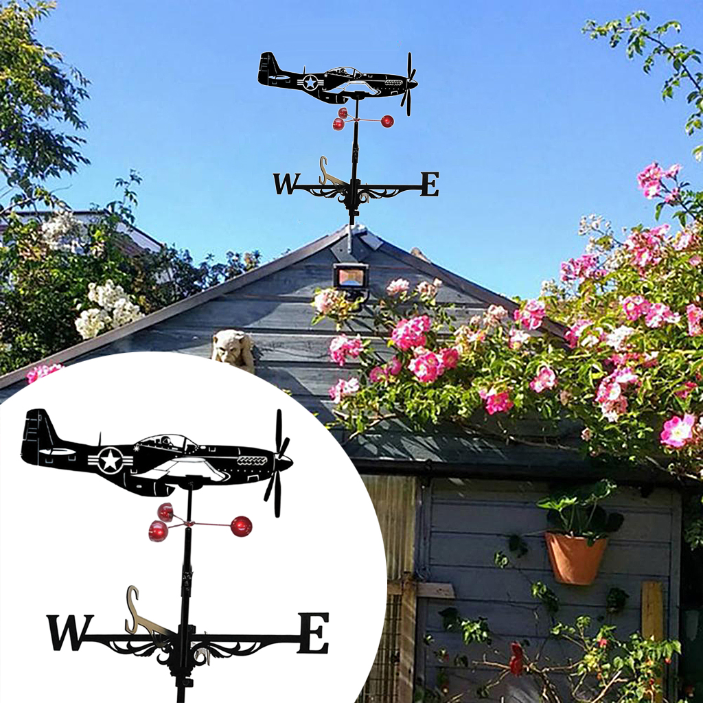 Weather Vane Wind Direction Indicators Home Roof Garden Farm Helicopter Metal Weathervane Farm Durable Roof Mount