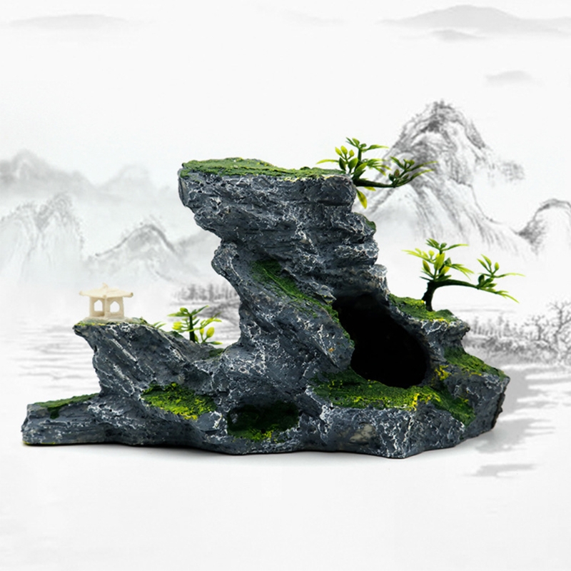 Resina rockery aquarium acessórios de decoração artificial mountain hill view rock 50jd