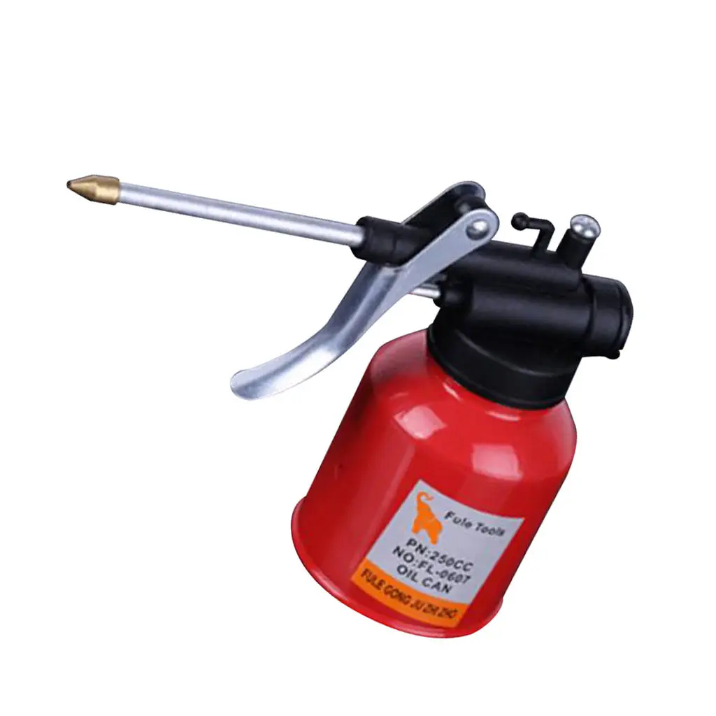 250ml Steel High Pressure Hand Pump Oiler Oil Pot Lubricant Soap Spray Can Oil Can Oil Pump with Spray Spout