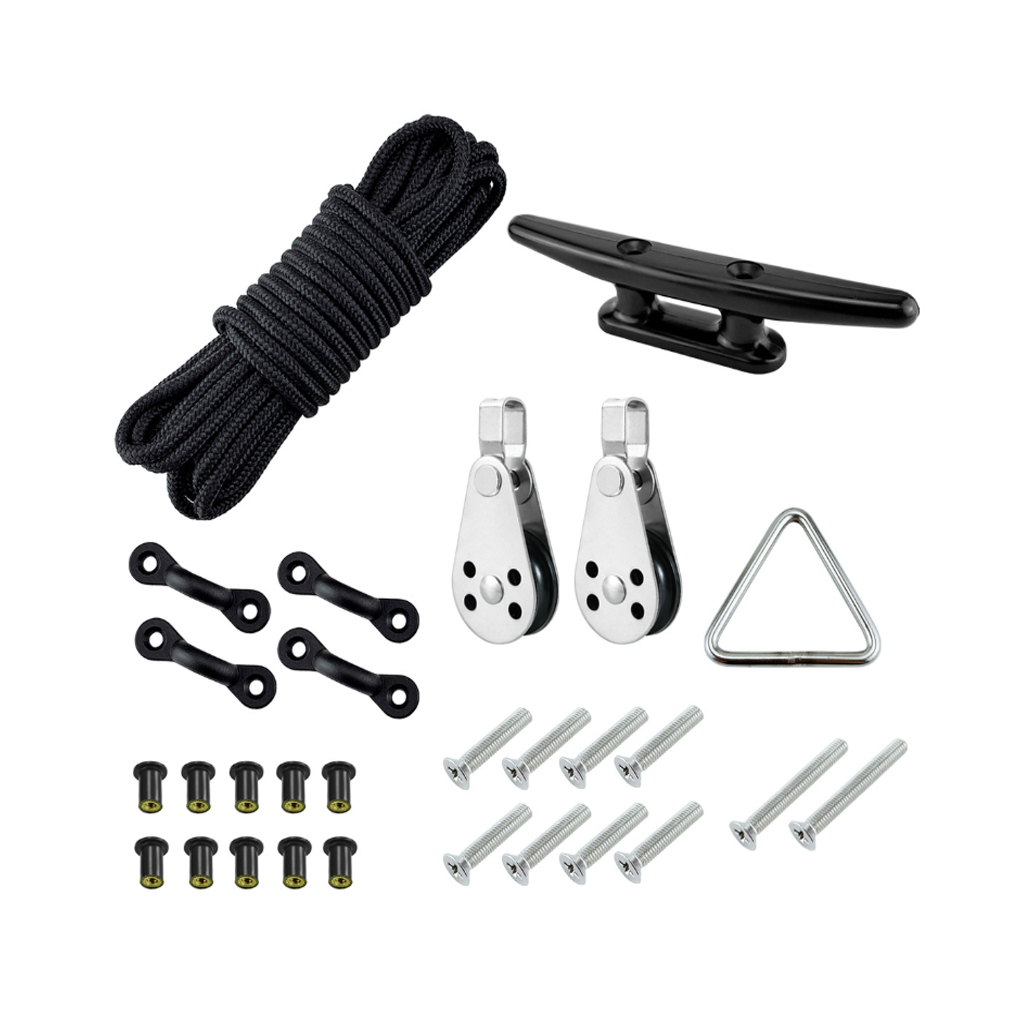 Canoe   Anchor   Trolley   Kit   Kayak   System   Pulley   w /  30ft   Rope  