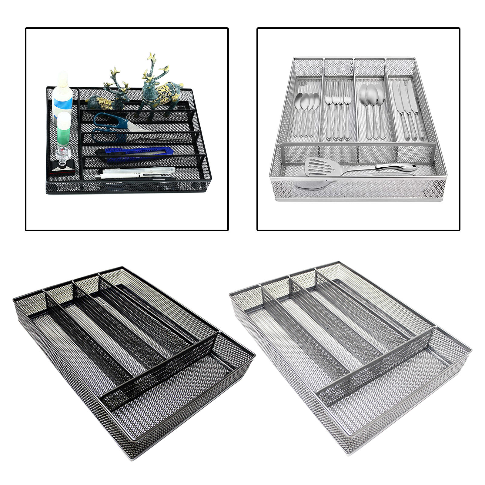 5 Compartments Cutlery Organizer Tableware Storage Box Stationery Holder Flatware Storage Box