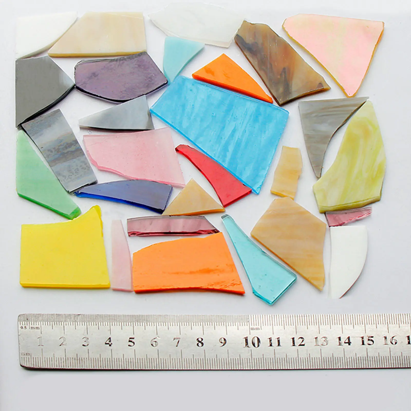Colorful Mosaic Glass Pieces Irregular Stained Glass Tiles Decoration Diy