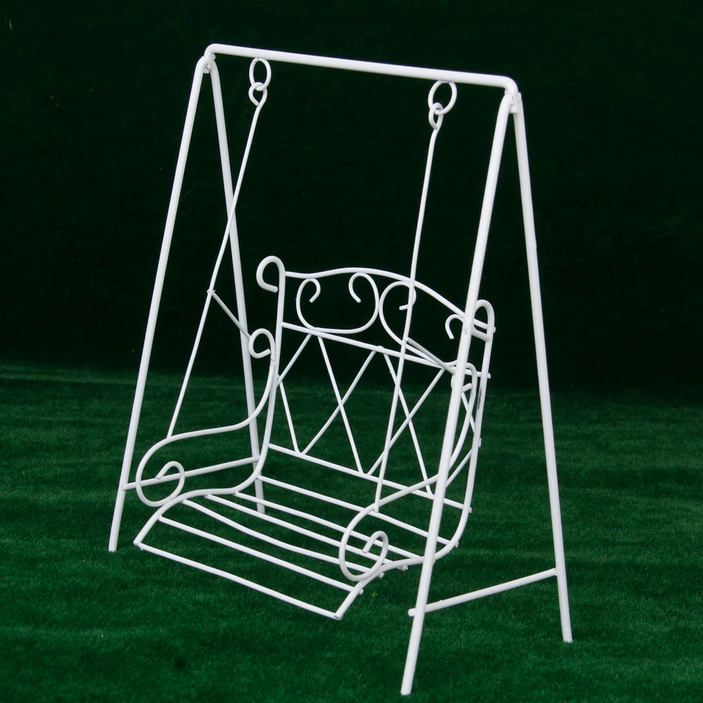 1/12 Fairy Garden Decor Metal Swing Rocking Chair Model House of