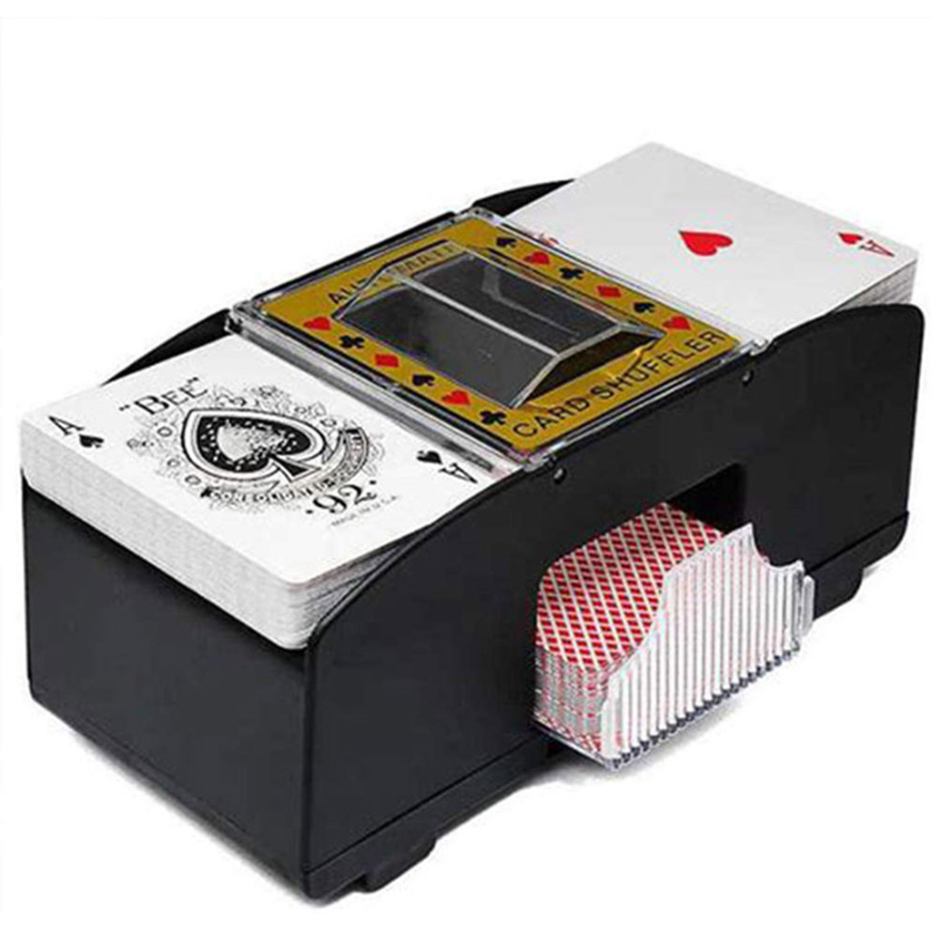 2 Deck Automatic Playing Card Shuffler Battery Operated Electric Shuffler