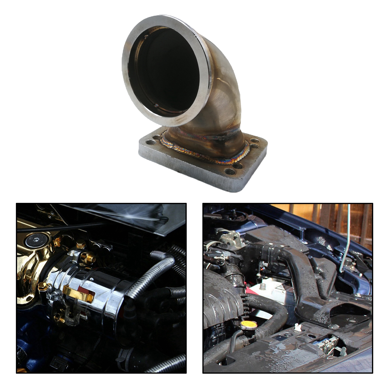304 Stainless Steel, V-Band 90 Degree Elbow Adapter Flange Kit, for T3 T4 Turbocharger, Chargers Parts, Car Accessories