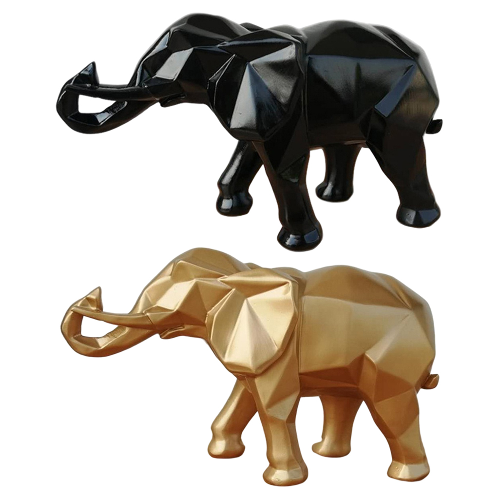 Modern Abstract Resin Elephant Statue Figurine Decorative Desktop Table Centerpieces Geometry Sculpture Indoor Home Office Decor
