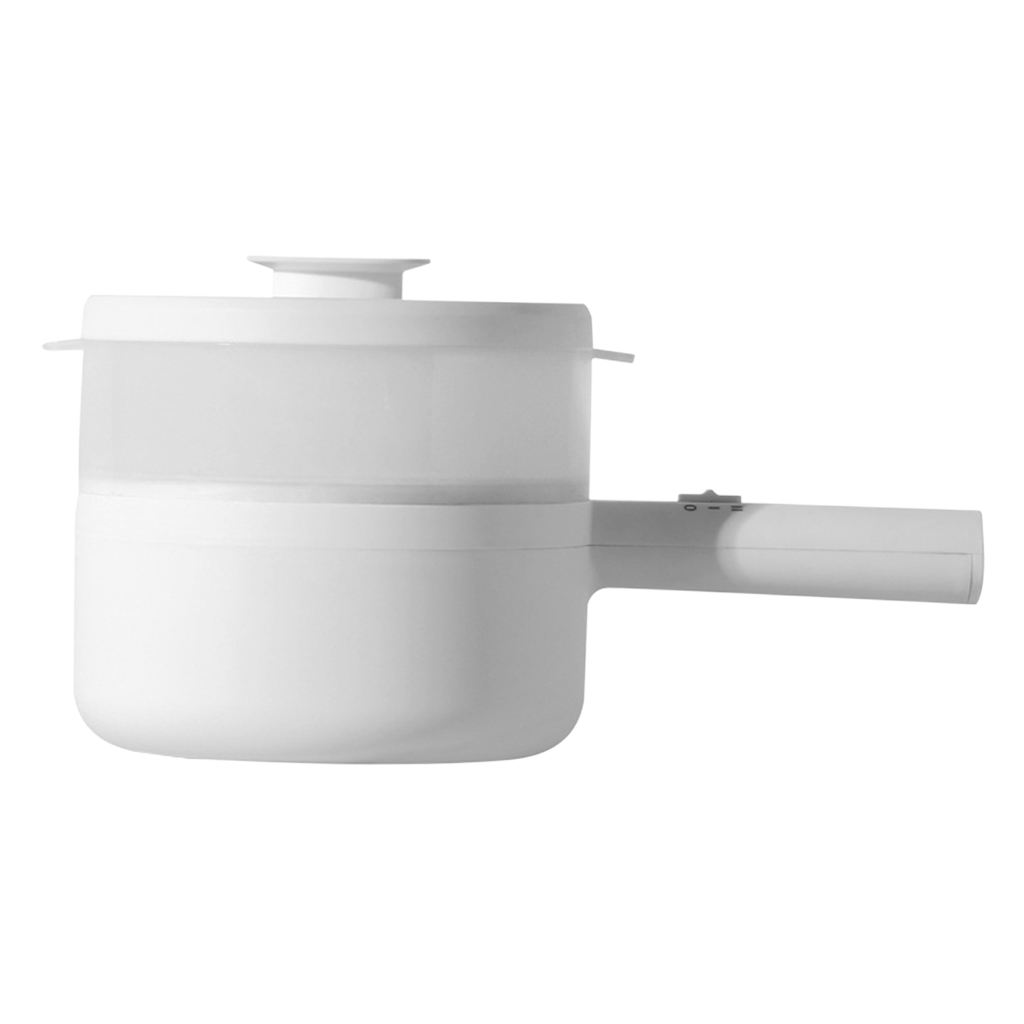 Mini Electric Skillet 1.5L Hot Pot with Steam Grid for Ramen Pasta Pancakes