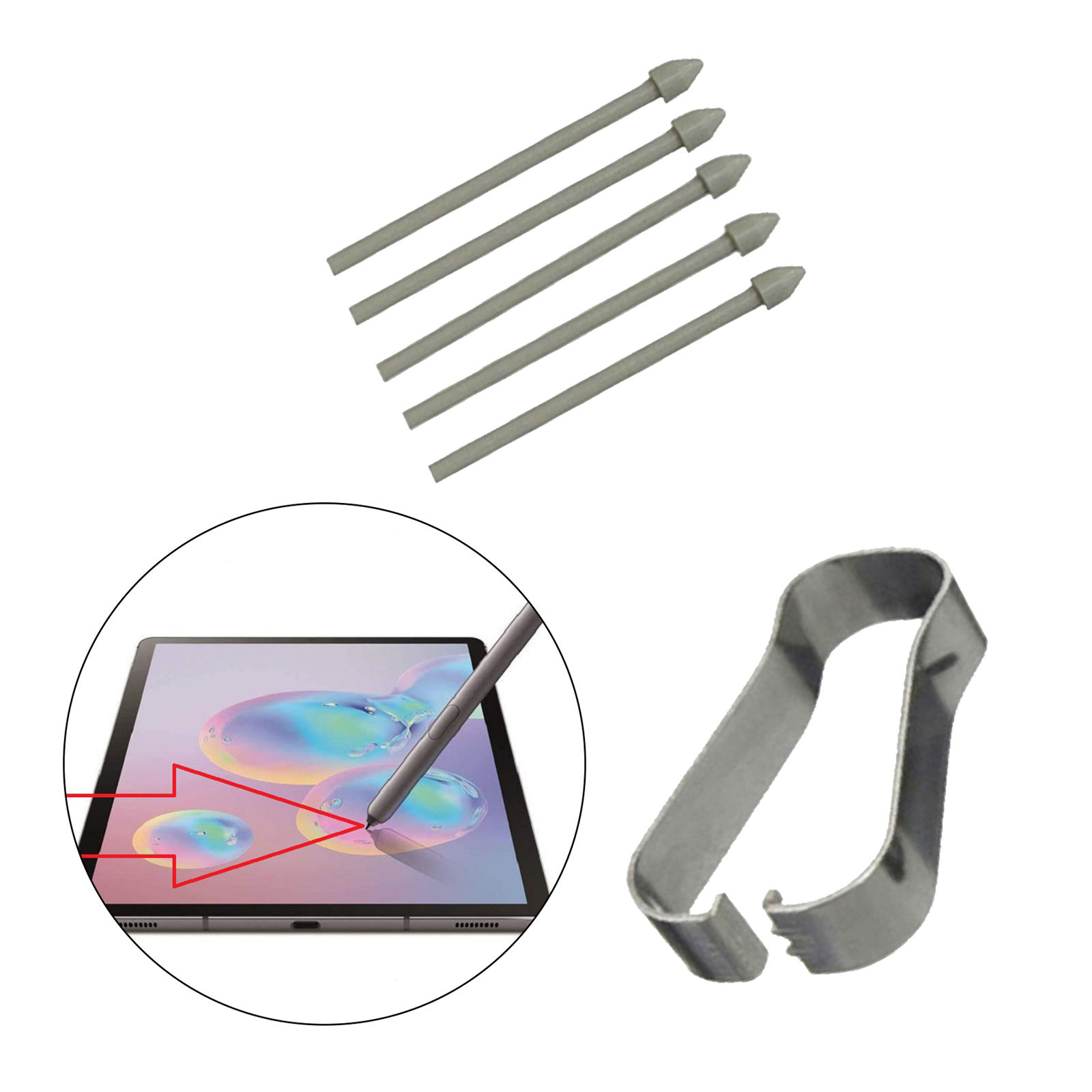 5Pcs Touch Stylus Tips with Removal Tweezers Carbon Fiber Replacement S-Pen Refill for Tab S6/S6 Lite Cell Phones for S7/S7+