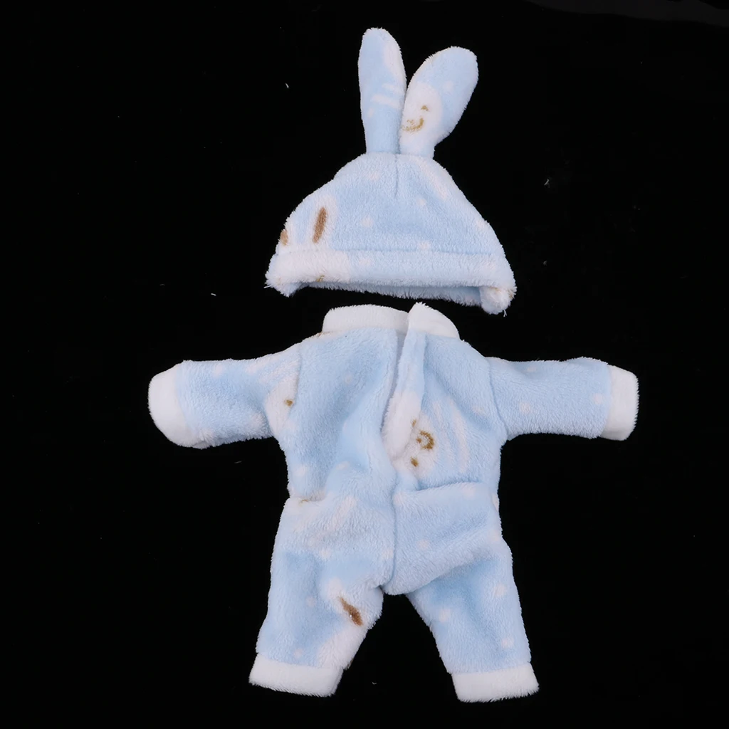 2pcs Jumpsuit with Rabbit Hat Clothes Set for 25cm Mellchan Baby or 9-11inch Reborn Doll