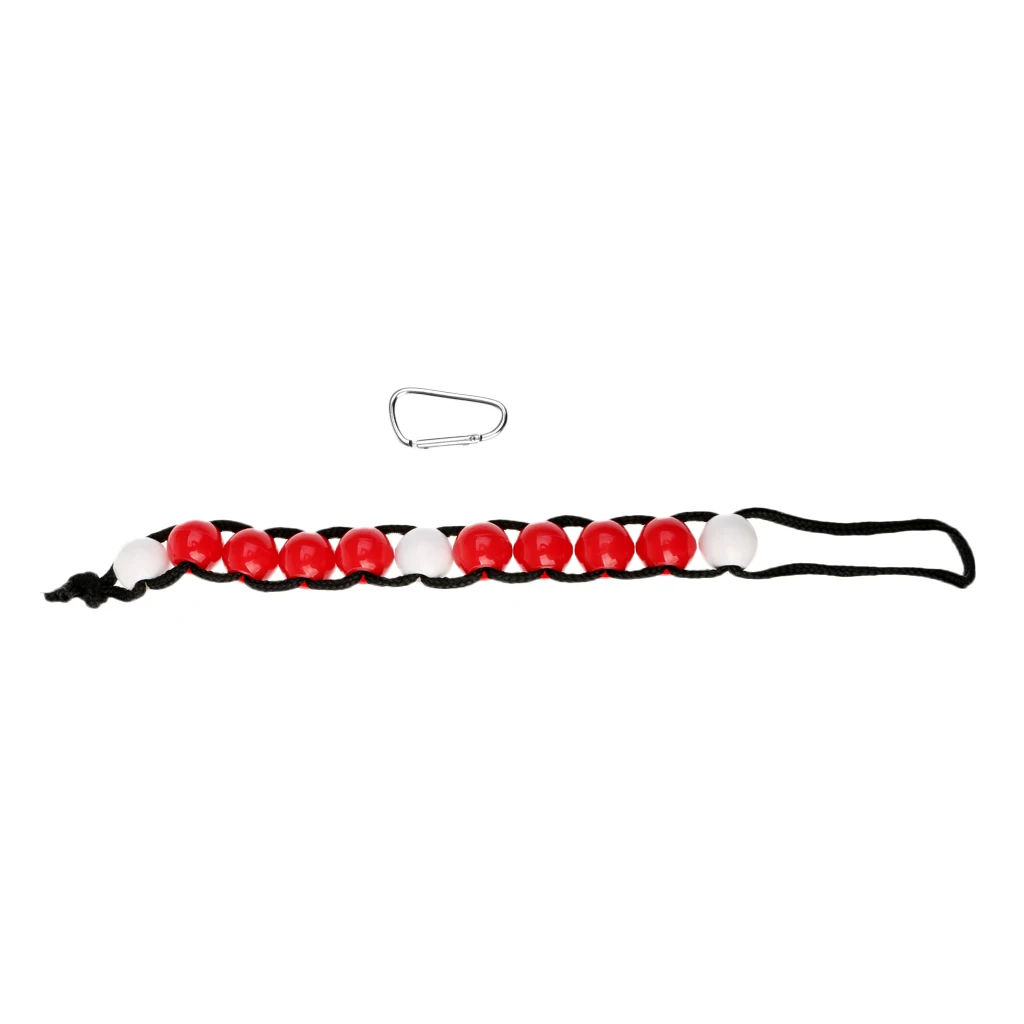 18mm Red / White Plastic Beads Golf Stroke Score Counter with Aluminum Carabiner Clip