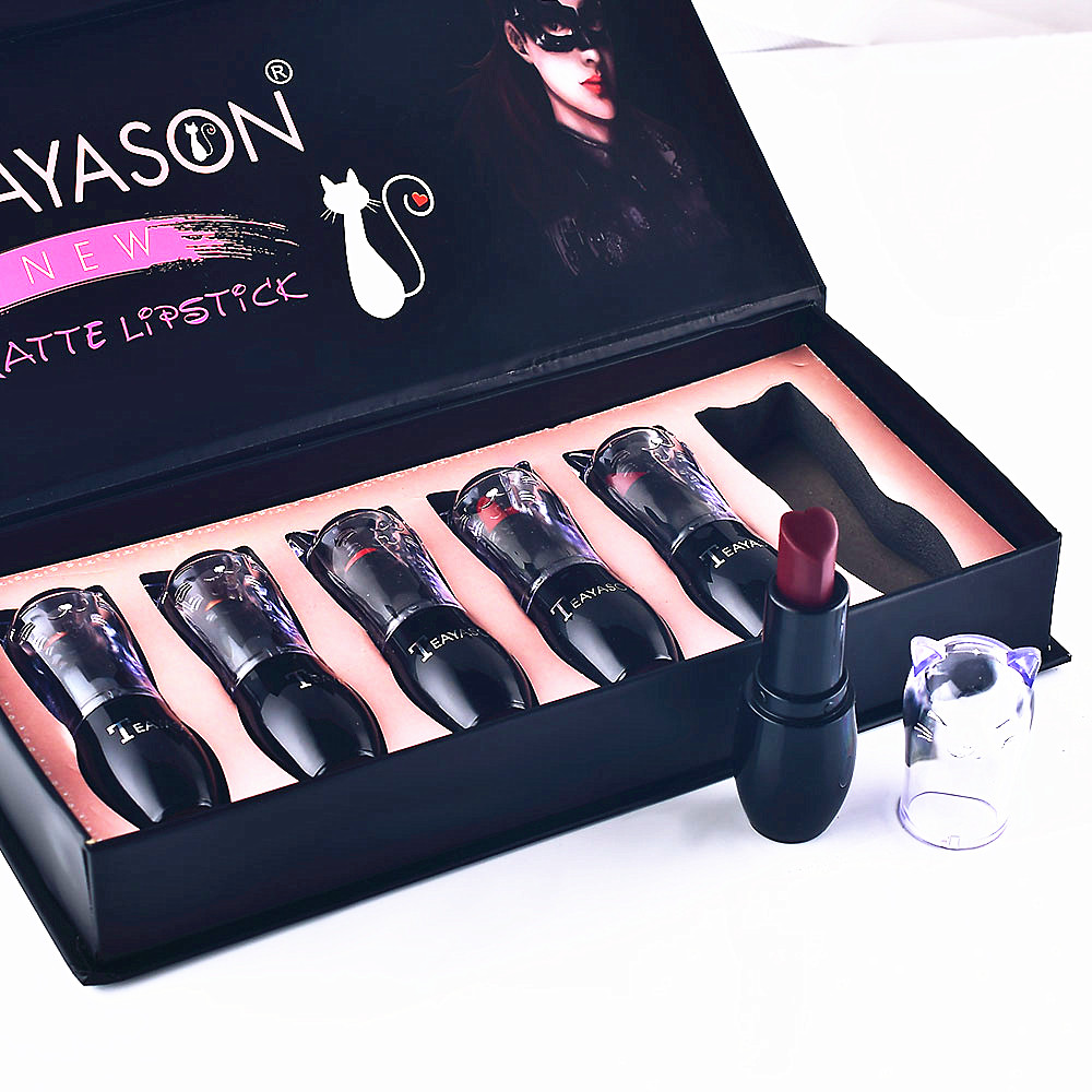 6x Cute Cat-shape Long-lasting Matte Lipstick Moisturizing Smooth Lip Colors