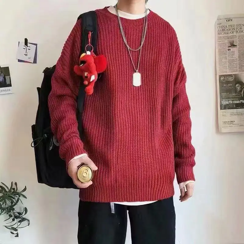 white turtleneck mens Hip Hop Knitwear Men Sweaters Harajuku Fashion Male Loose Tops Casual Streetwear Pullover Sweater Korean 2022 New Spring Clothes thom browne sweater