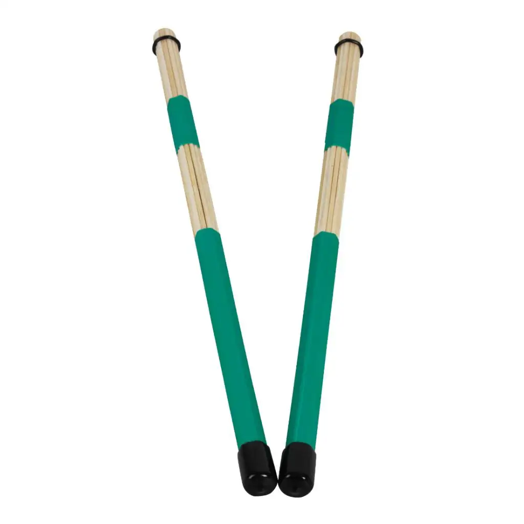 1 Pair Bass Drum Brushes Rods Drumsticks Green 400mm/15.75inch