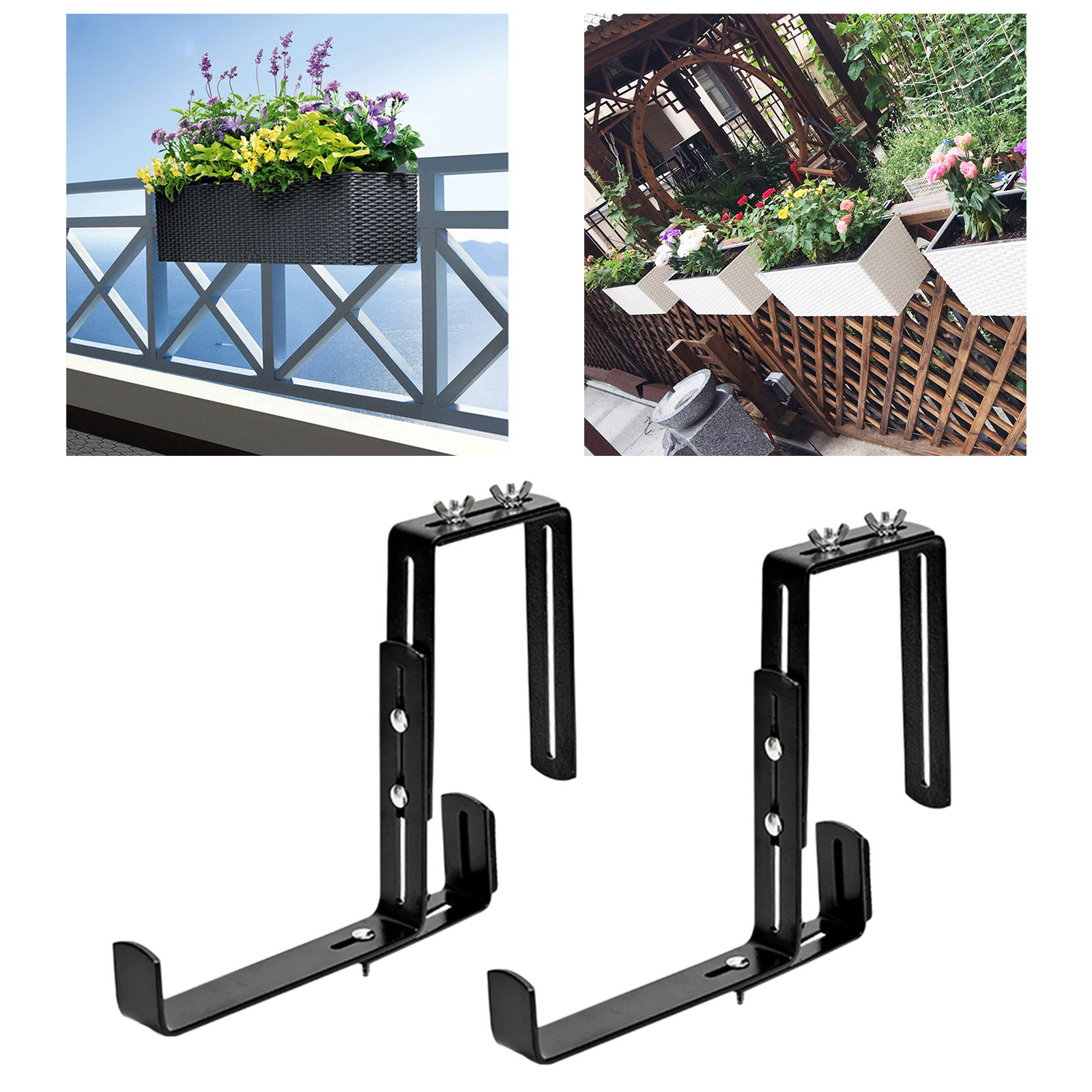 2Pcs Wall Plant Hanger Carbon Steel Max Load 15kg Wall Hooks Support Flower Box Holder for Garden Porch Balcony Planter Flower