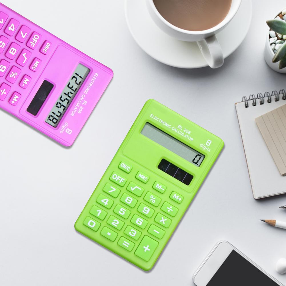 Description Picture 3 of item8 Digits Cute Portable Calculator Reliable ABS Pocket Size Handheld Calculator Office Supplies Orange Pink Green