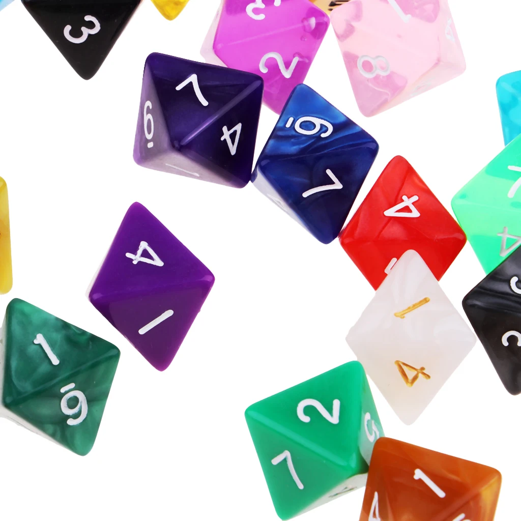 25x Acrylic Polyhedral Dice D8 TRPG Toy for  Gaming Toys