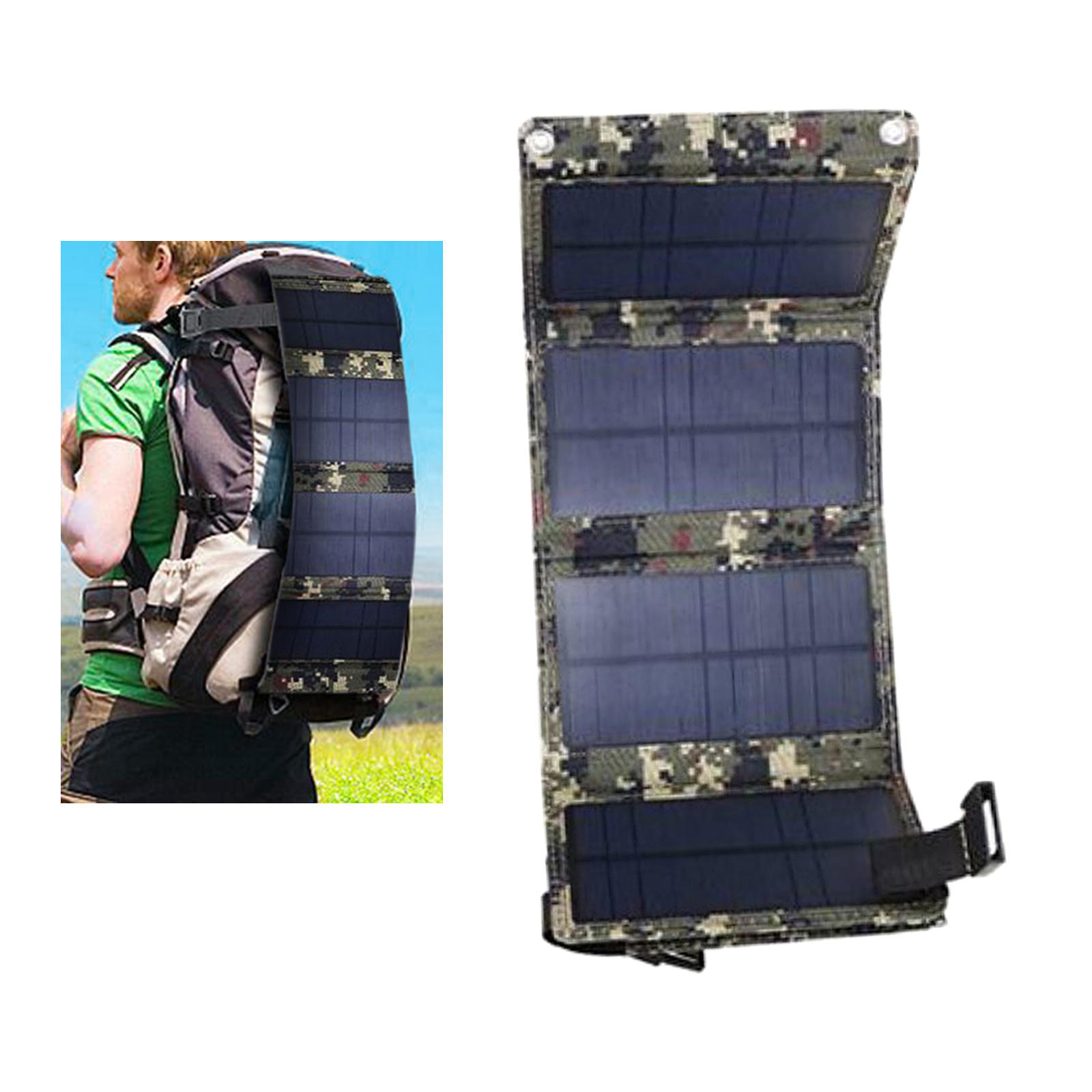 Foldable Solar Panel USB Battery Power Bank Waterproof Monocrystalline Battery Charger 5.5V for Smartphone Tablet Camping Travel
