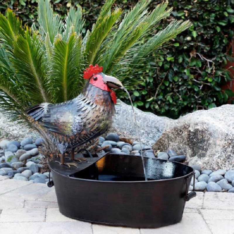 Description Picture 6 of itemFountain Yard Art Decoration Rooster Crow Owl Flowing Water Fountain Resin Craft new