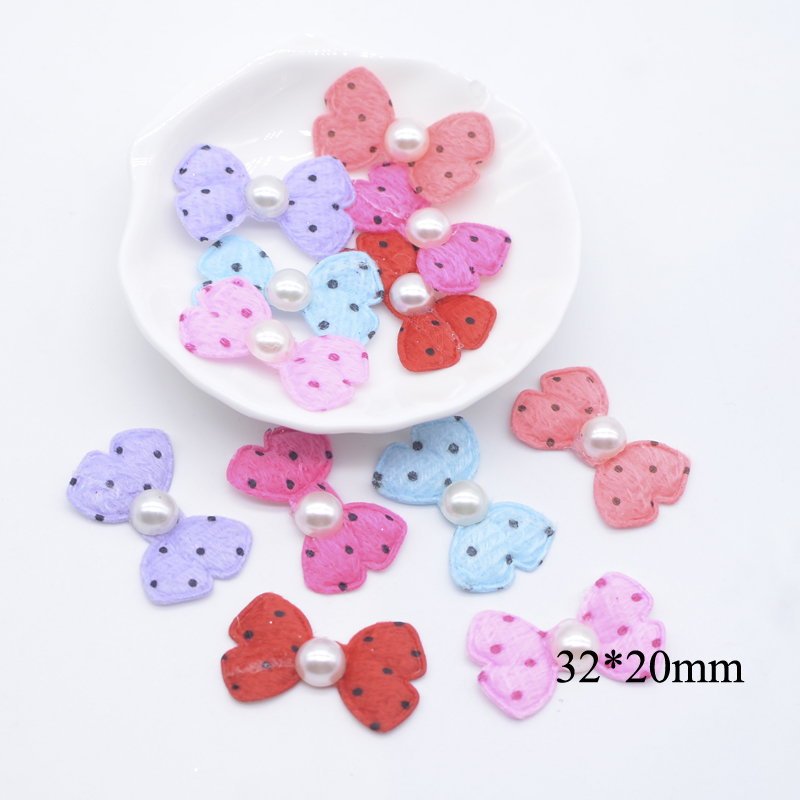 Description Picture 6 of item40Pcs Multicolor Cloth Bow with Pearl for Clothes Patches Sewing Crafts Socks Gloves Shoes Decal Headwear Decor Accessories
