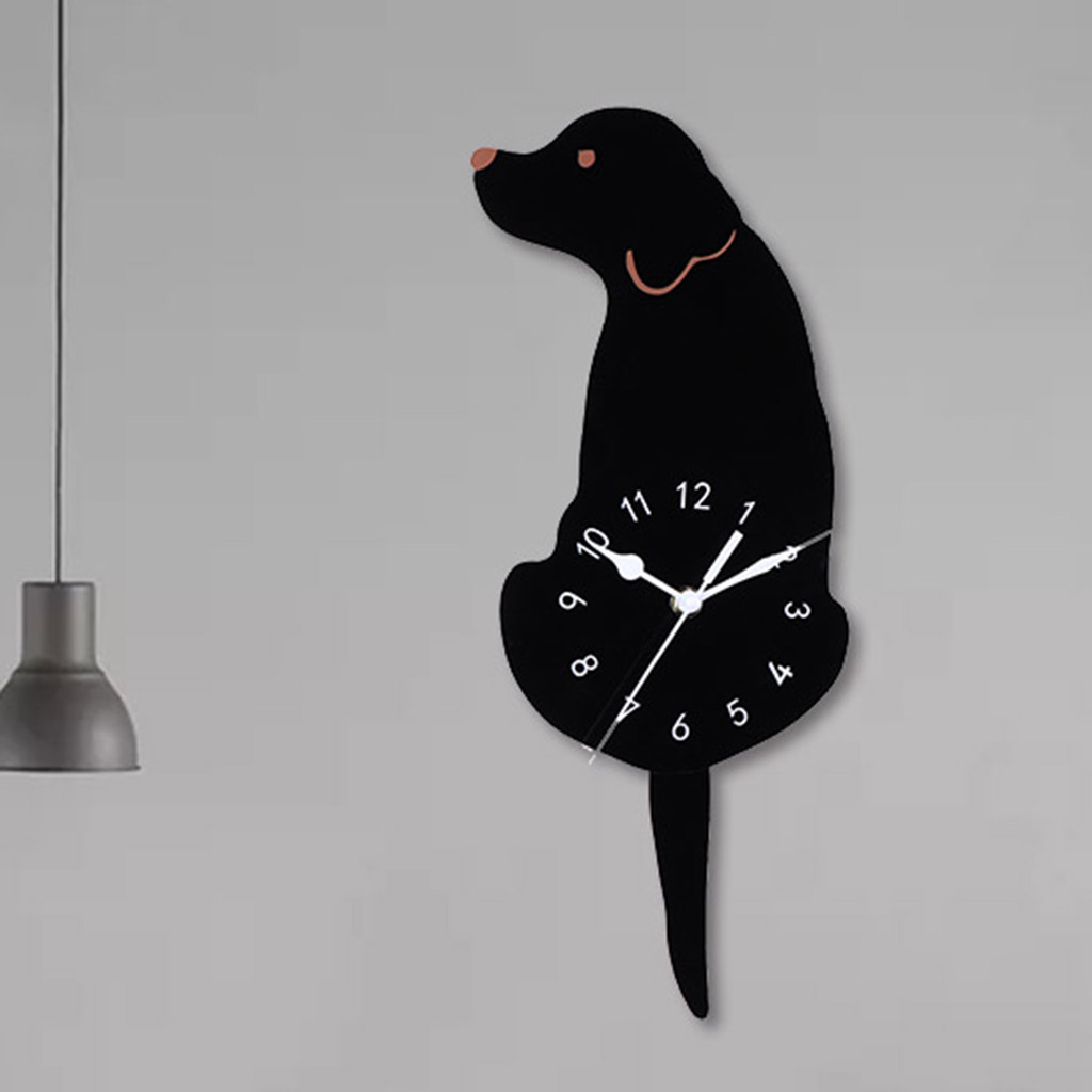 Wall Clock Creative DIY Dog Acrylic Wall Clock with Swing Tail Pendulum for Living Room Bedroom Kitchen Home Decor