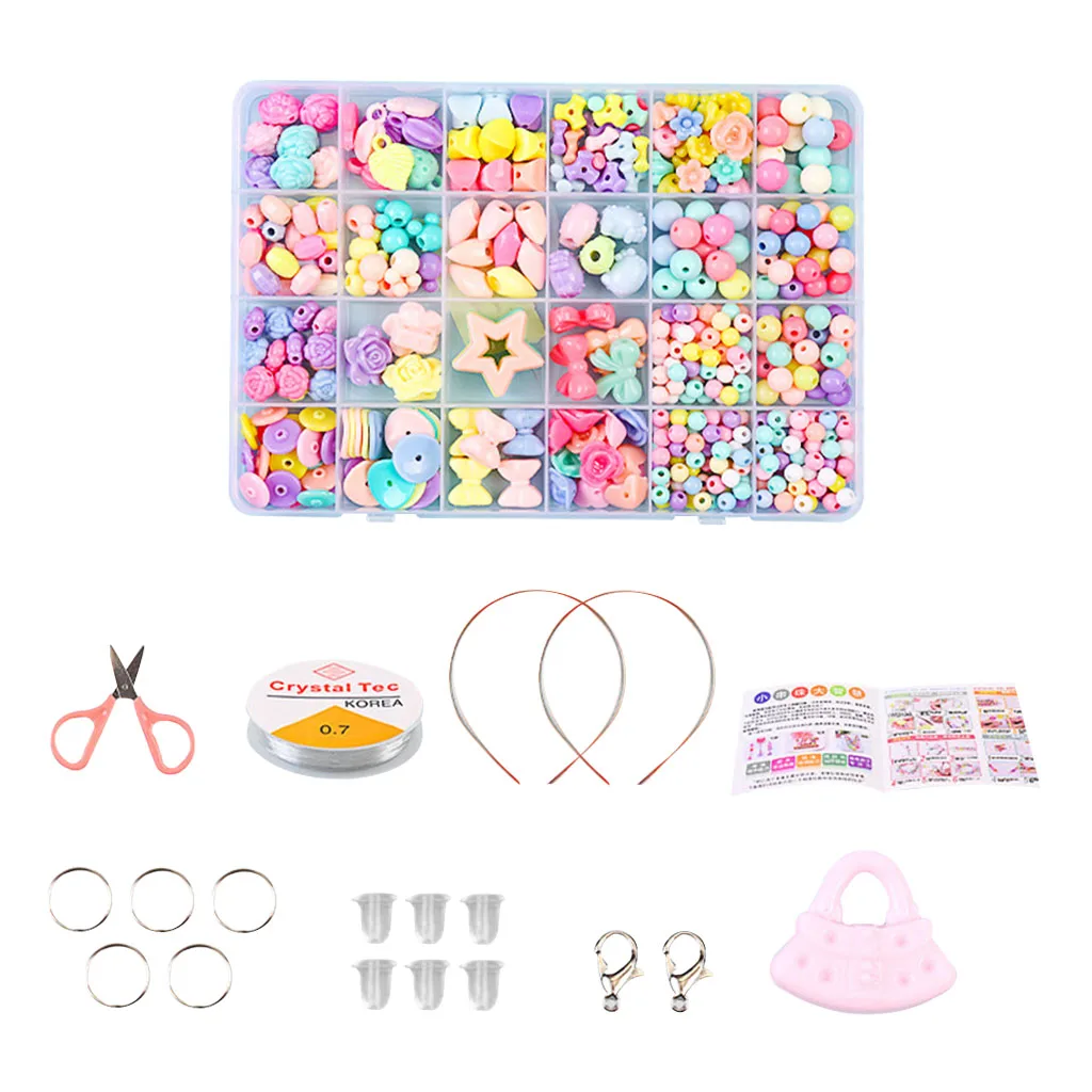 Bead Kits for Girls - Kids Crafts Girls Jewelry Making Kits Colorful Acrylic Bead Set Jewelry Crafting Set