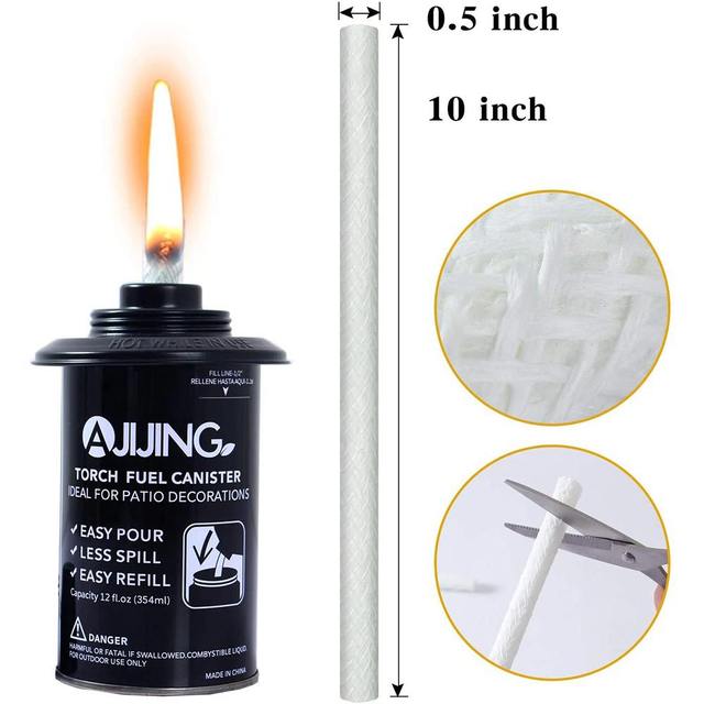 10 Mèches Torche En Fibre De Verre - Longue Durée, 25cm - Pour Lanternes, Lampes à Huile