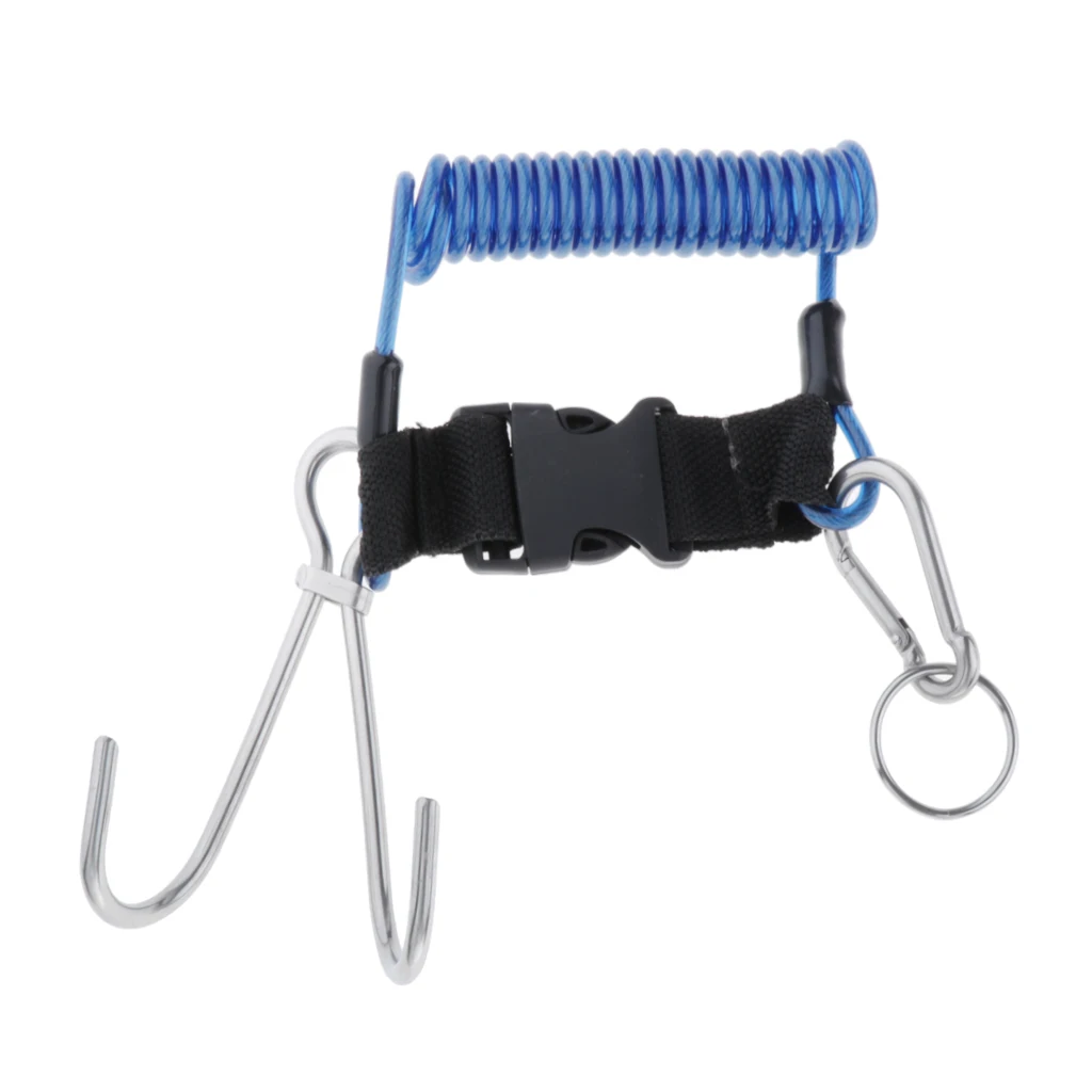 Double Diving Hook (Stainless Steel, Double Reef Hook with Rope, for Underwater
