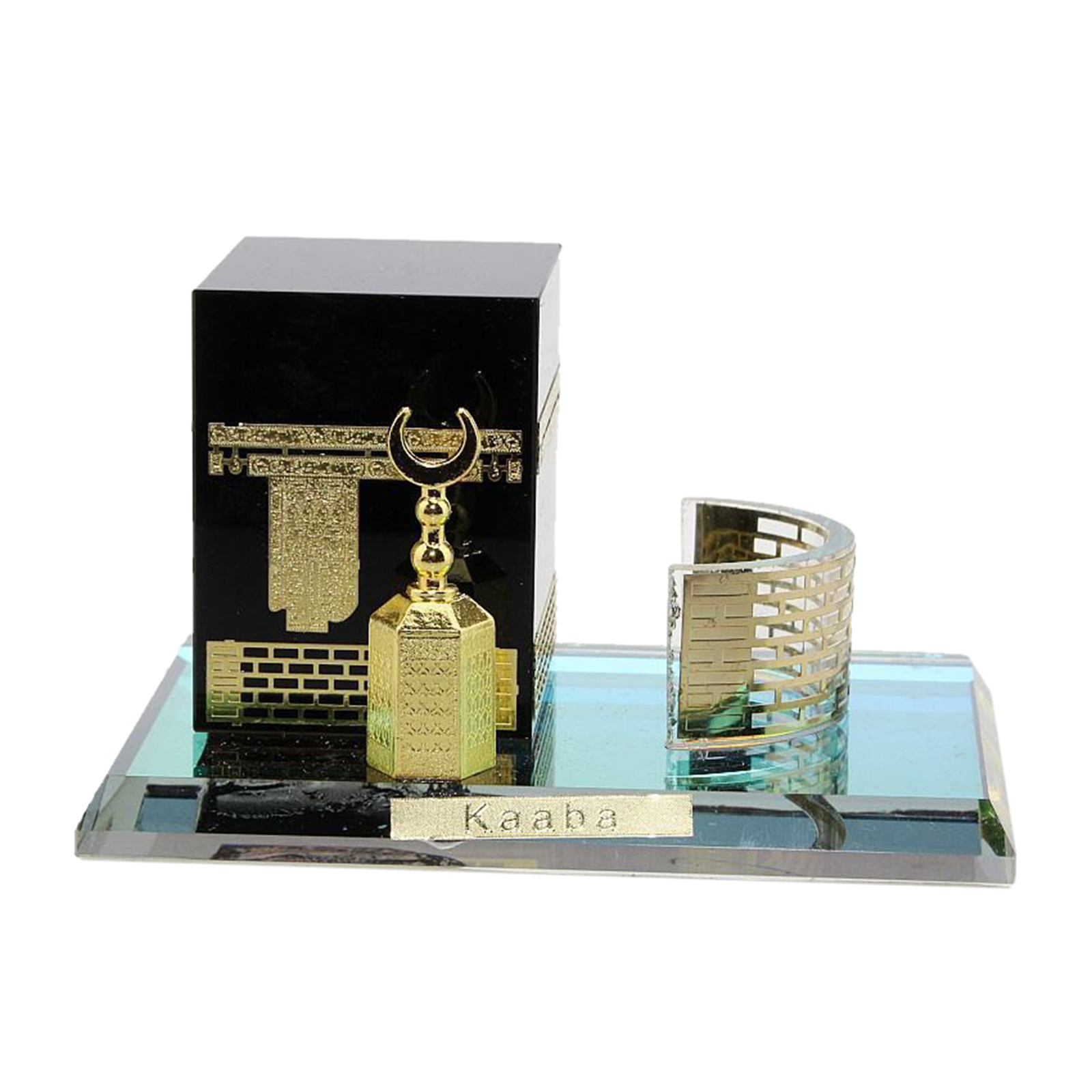 Ramadan Decor Eid Mubarak Muslim Ornaments Table Crystal Gilded Kaaba Model for Home Office Shop Decor