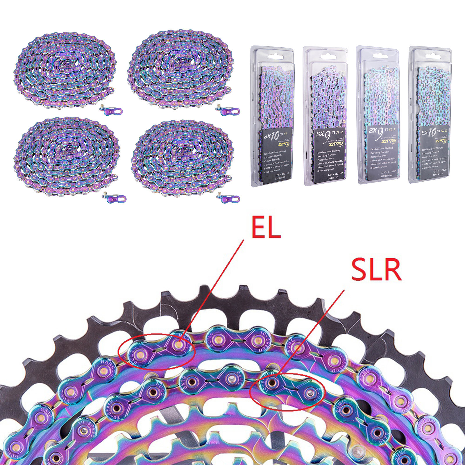Bike Chain Bicycle Chain Link with  Links Connector Solid Hollow Pin 1/2''x11/128'' 116 Links 126 Links Chains