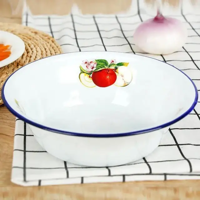 Enamel plate. Classic retro thickened enamel rice plate. Enamel dish. Enamel  fruit tray. 10 pieces / 1