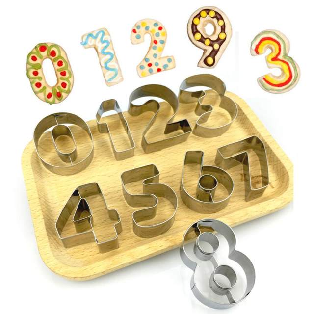 NICEFurniture 9 Pcs Stainless Steel Numbers Cookie Stencil Biscuit Cutter  Tool Set Baking Mode - AliExpress