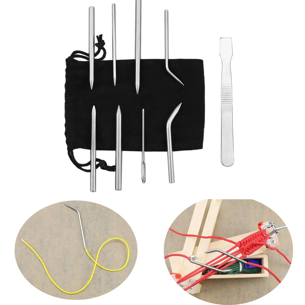9 Pieces Paracord Stitching Set Paracord FID Lacing Stitching Needles Paracord Smoothing Tool Carry Bag