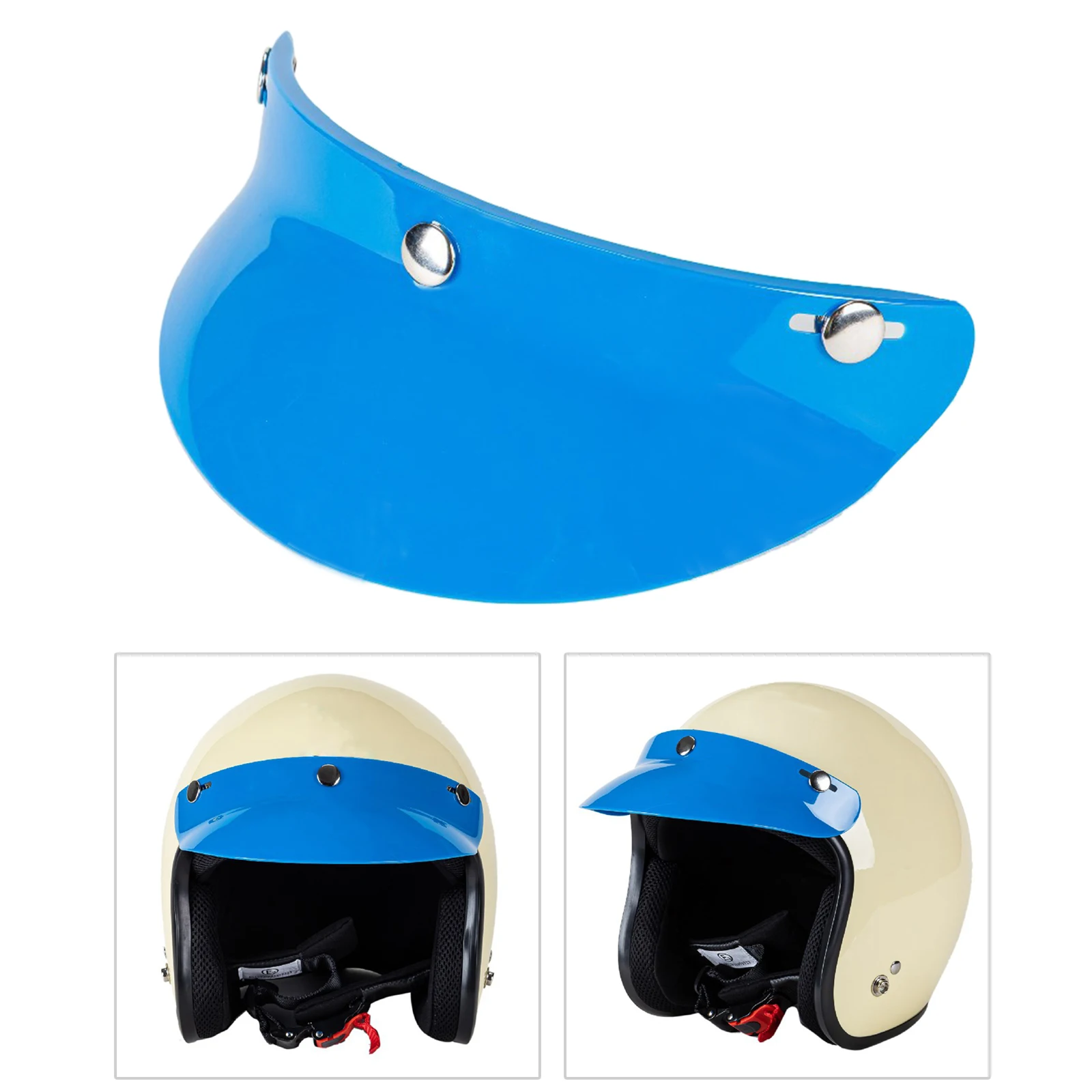 Universal 3-Snap Motorcycle Helmet Peak Open Face Sun Shade Visor Shield,15cm x 5cm