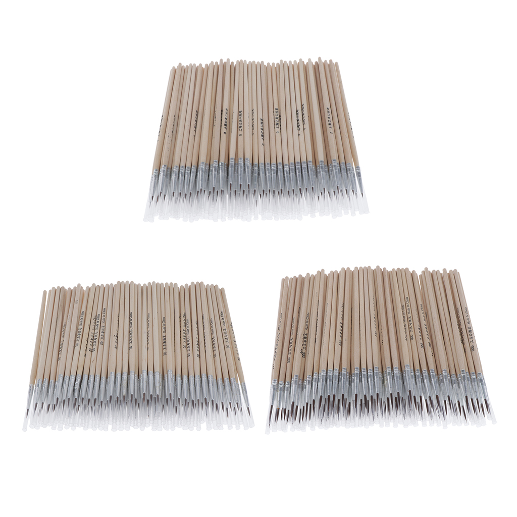 100x Wood Nylon Pointed Tips Brush Painting Coloring Pen For Oil Acrylic Art