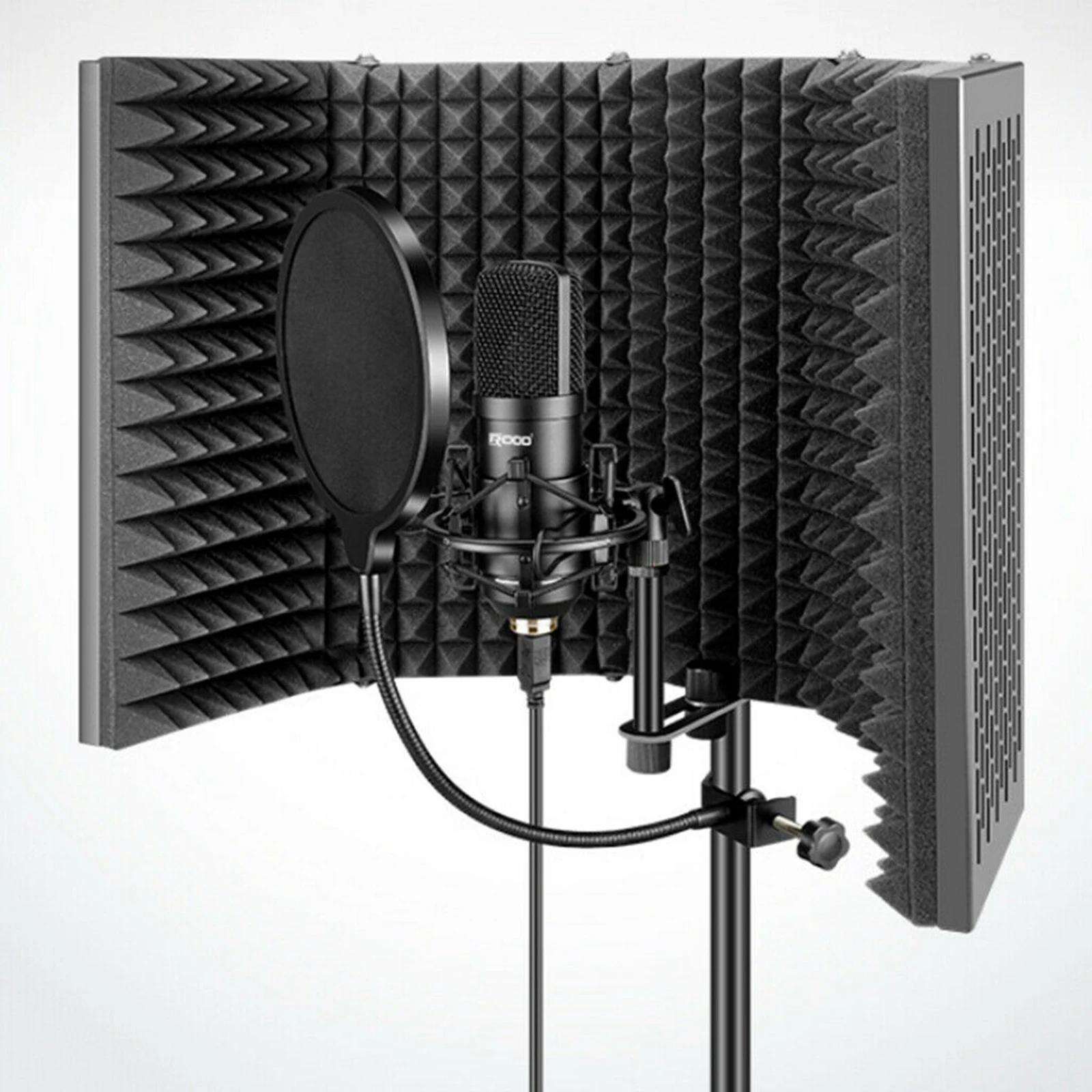 5Panel Microphone Shield Isolation Reflection Filter Screen Portable Vocal Booth 