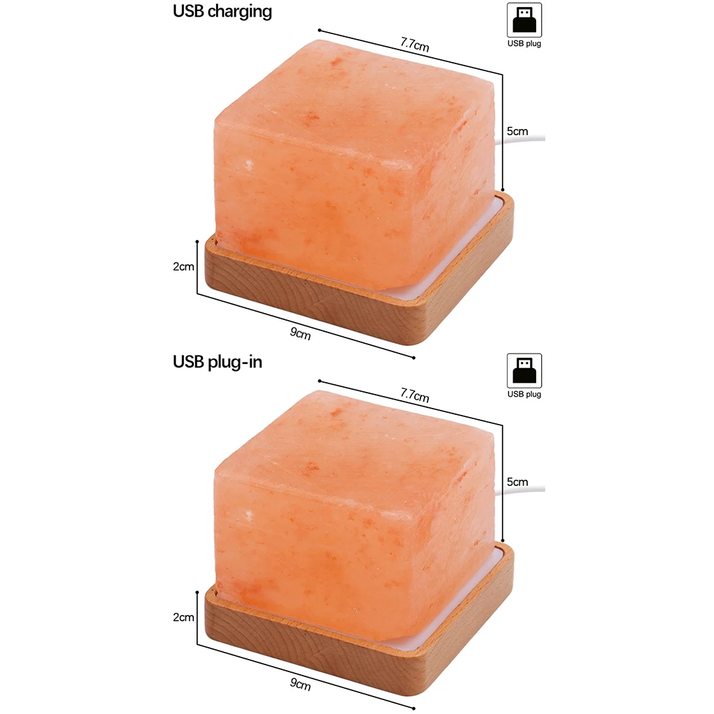 USB Himalayas Salt Crystal Rock Lamp for Health Small Mineral Negative Lonic Stone Salt Night Light for Bedroom