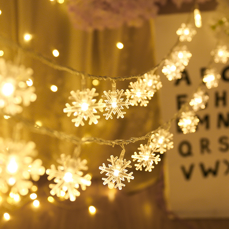 Floco de Neve Luzes da Corda Alimentado por Bateria Festa ao ar Decoração do Ano Cintilação Guirlandas Árvore Natal Cortina Lâmpada Feriado Livre Novo Led 1 High Quality Luzes e Iluminação