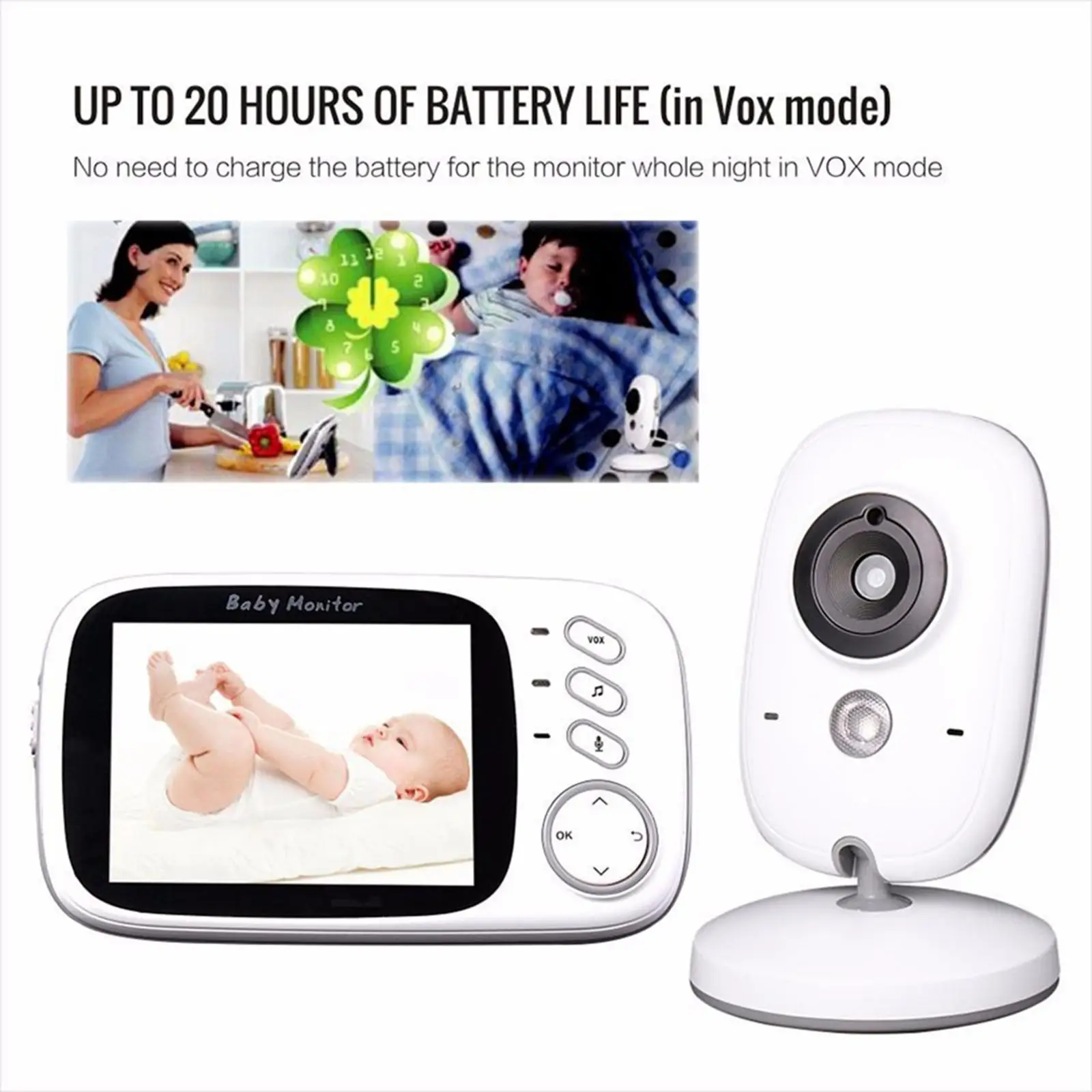 Home Security Camera Two Way Talk Dog Pet Camera Digital Infant Baby Care Indoor Video Color 3.2 inch Screen Portable