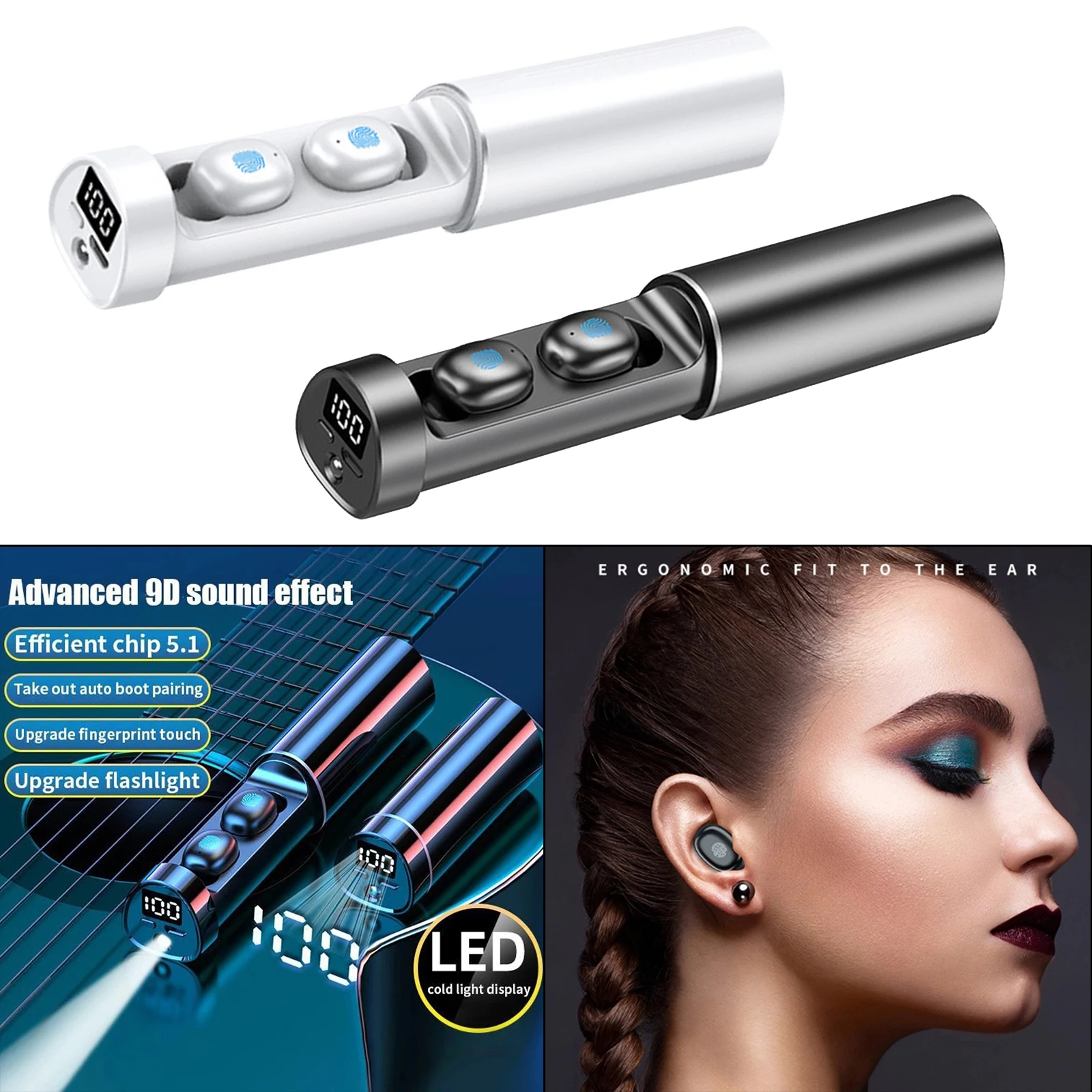 N21 Earbuds, TWS Earphone, in Ear, Built in Mic Headset with Deep Bass Touch Control Noise Canceling LED Digital Display