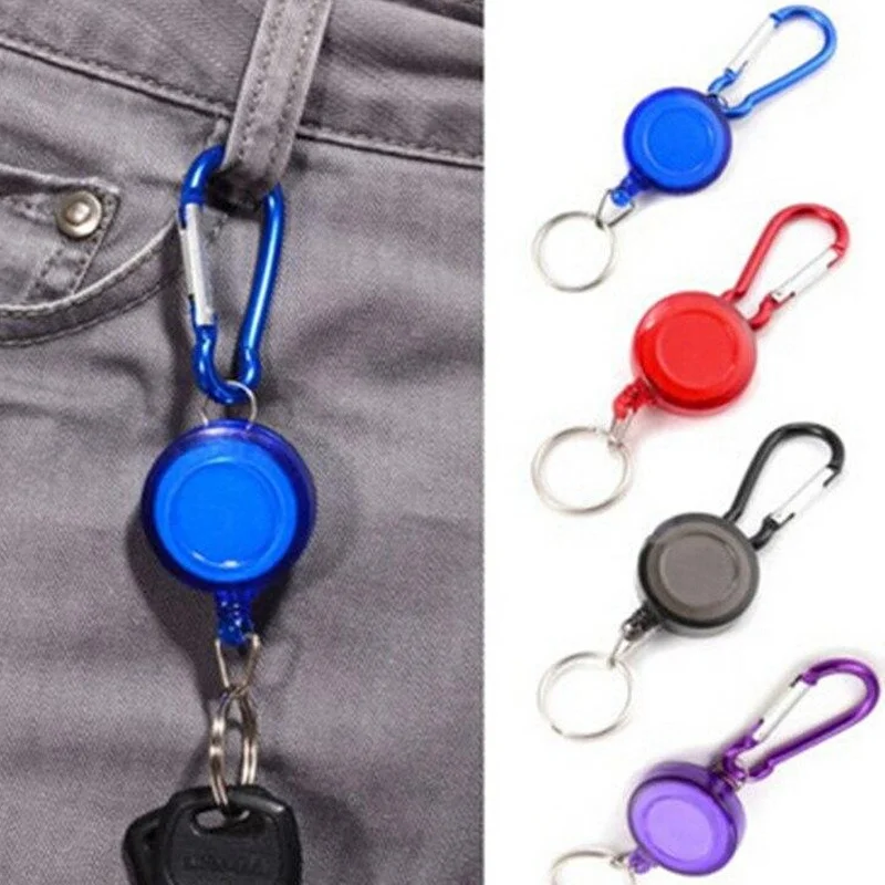 Spring Stretchy Key Ring Swipe Badge Card Leash Trigger Hook Light Duty Use UKK 
