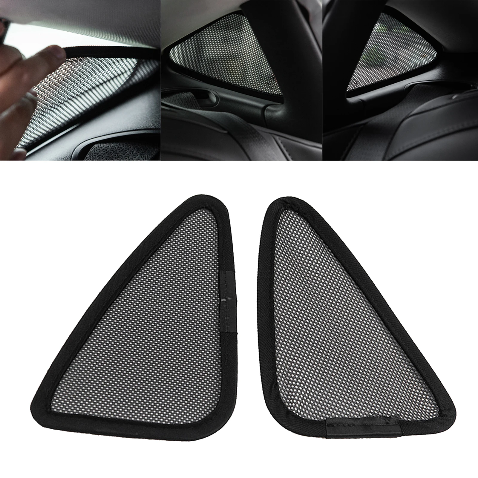 2Pcs Car Sunshade Cover Triangular Net for Tesla Model 3, Easy Install