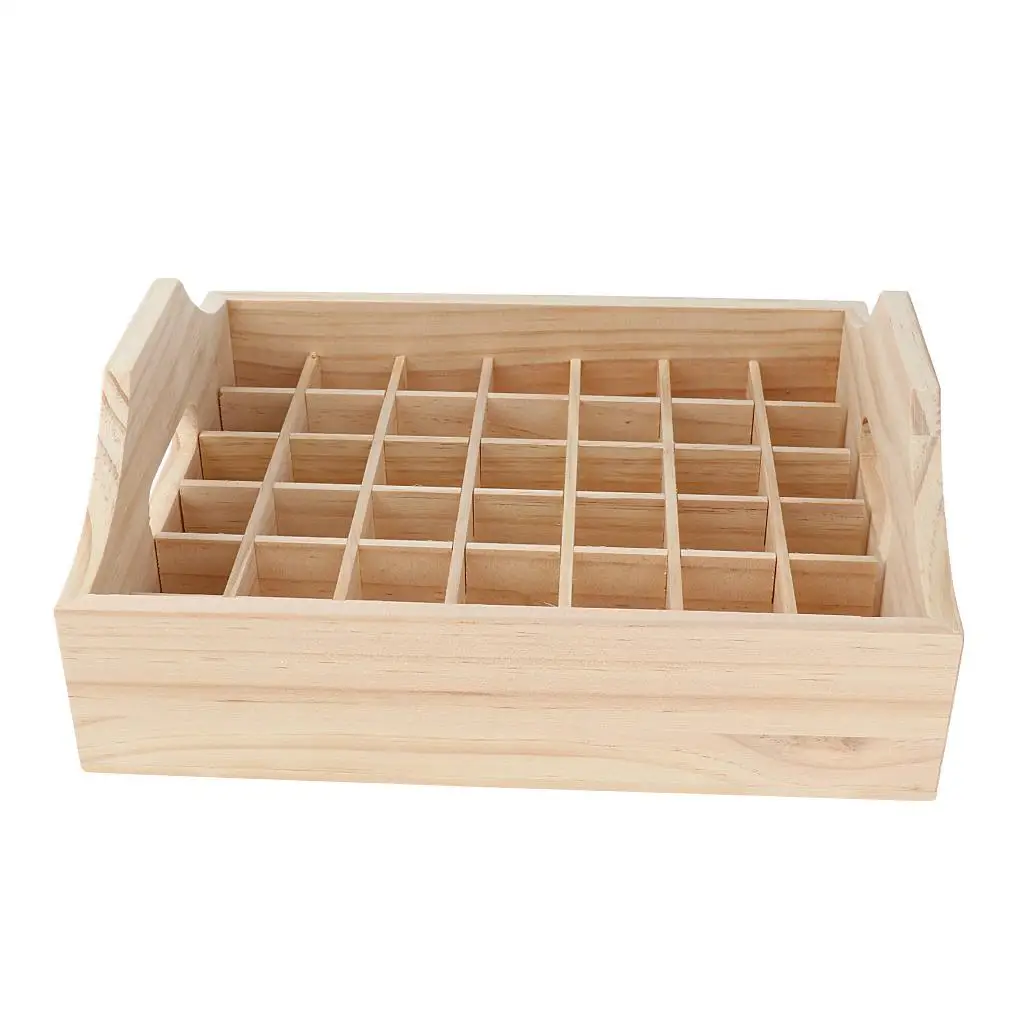 Essential Oils Wooden Grid Tray, Hold 42 Oils Bottles (5-20ml), Display &