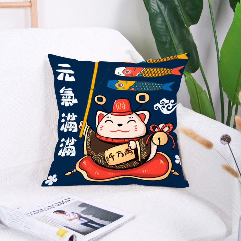 Japonês Fortune Cat Capa de Almofada, Super