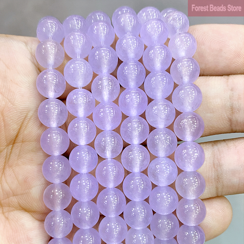 4/6/8/10/12/14MM Glatte Natürliche Licht Lila Chalcedon Runde Perlen Natürliche stein Diy für Schmuck Machen Zubehör 15 "Strand – Detail 13