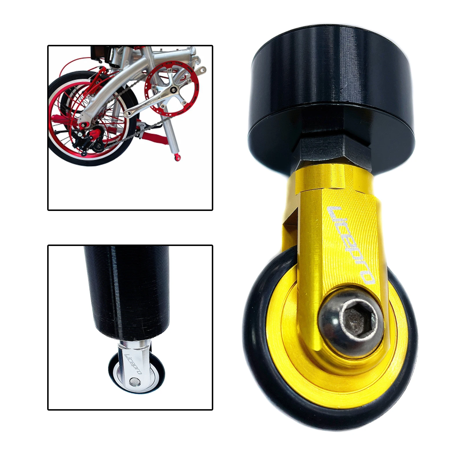 Folding Bike Easy Wheel Roller 33.9mm Seatpost Mounted Folded Up Bicycle Pushing Easywheel Waking Caster Accessories