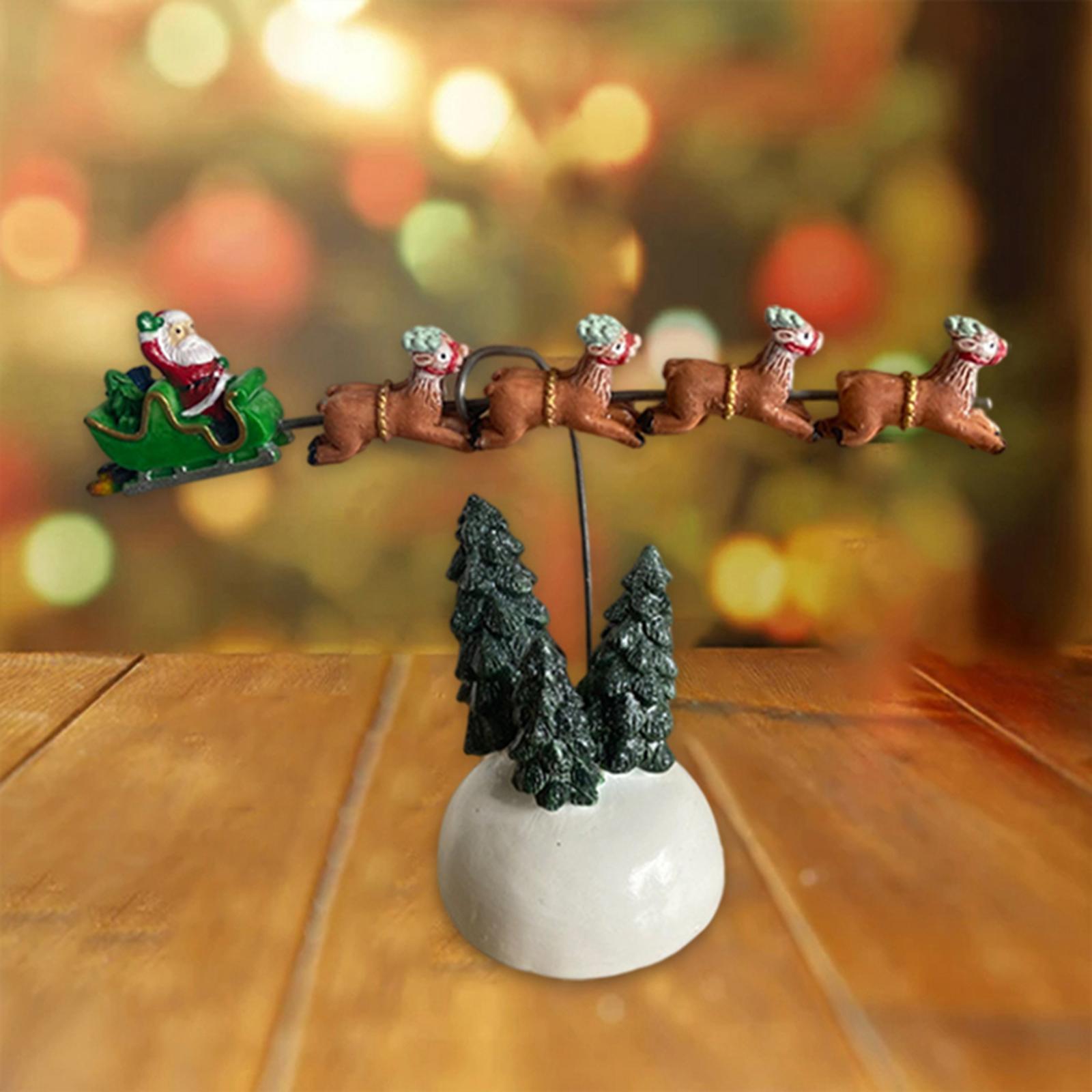 Away Flying Sleigh Statue Christmas Vacation Village for Home Decoration