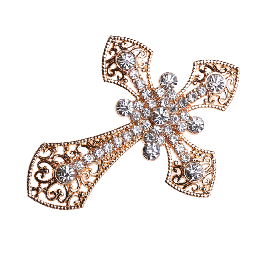 5 Pieces Crystal Cross Shape Embellishments Flatback for Scrapbooking Decoration Crafts 7.5x6.6cm