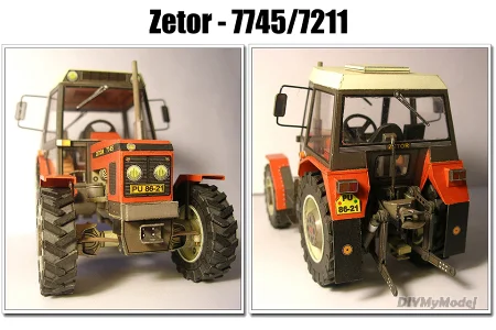 1:32 Tractor Zetor 7745-7211 Checa Hágalo usted mismo 3D modelo de tarjeta de papel conjuntos de construcción 