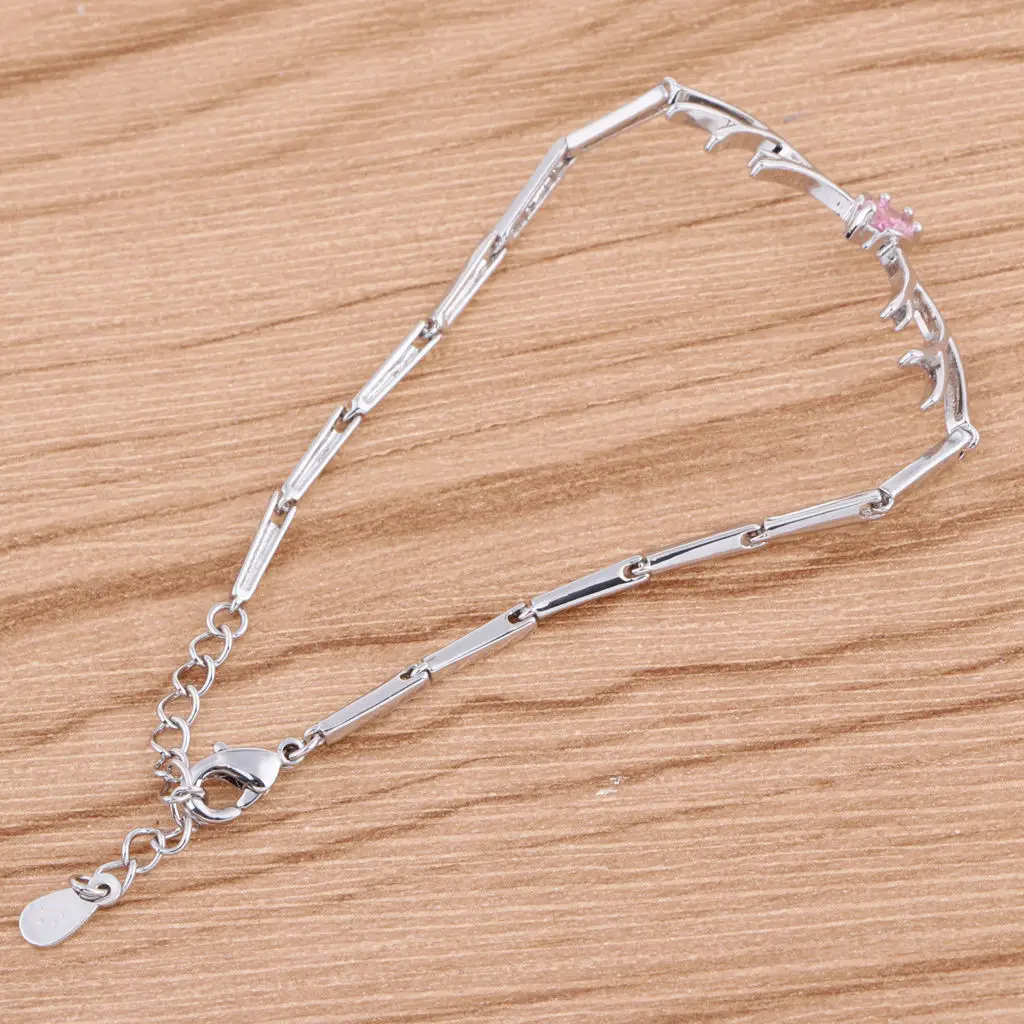 Fancy Silver Color Plated Deer Antler Design Bracelet Lucky Amulet Charm Bangle Fashion Women Jewelry