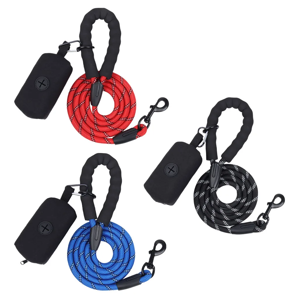 Dog Leash Reflective Nylon Leashes Small Large Puppy Durable Collar Leashes Lead Rope Cat Big Small Pet Harness with Poop Bags
